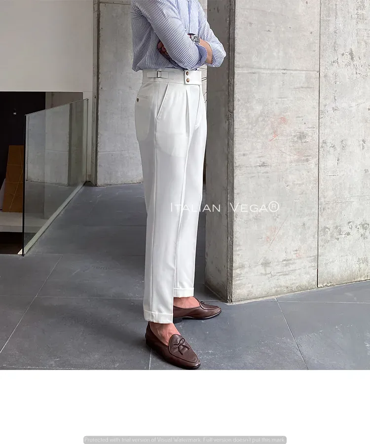 White Signature Buttoned Gurkha Pants by Italian Vega®