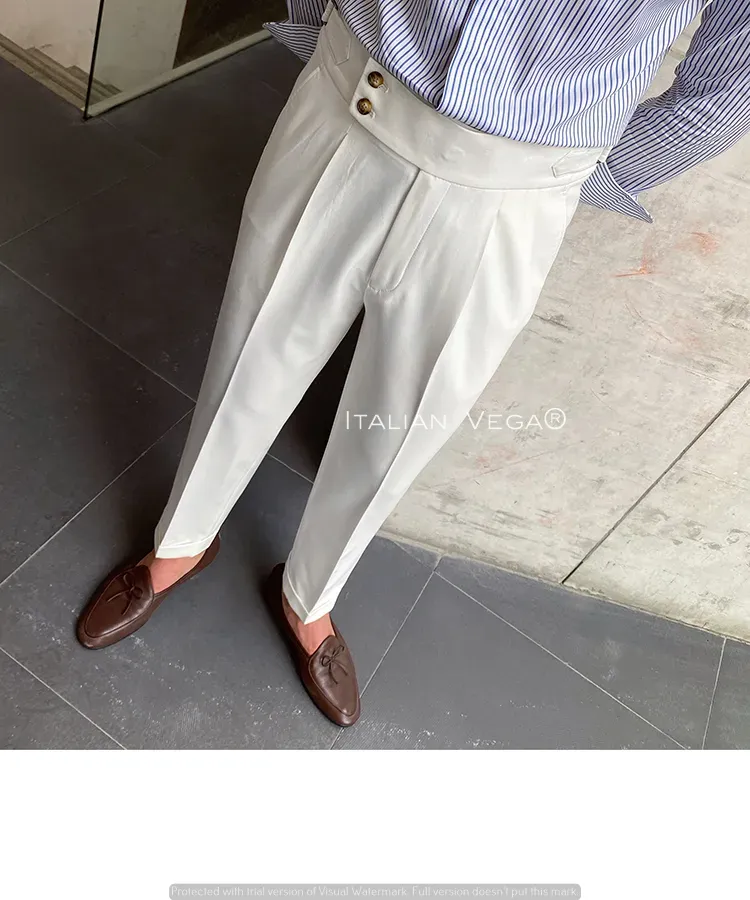 White Signature Buttoned Gurkha Pants by Italian Vega®