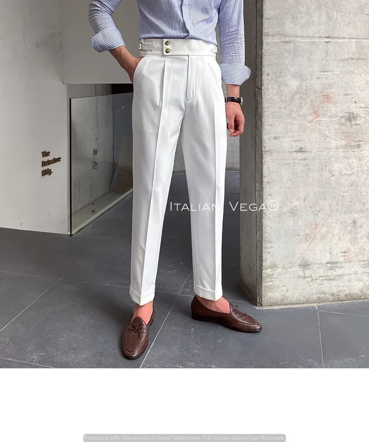 White Signature Buttoned Gurkha Pants by Italian Vega®