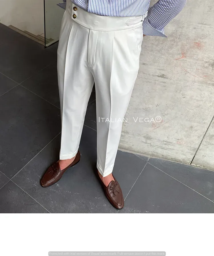 White Signature Buttoned Gurkha Pants by Italian Vega®