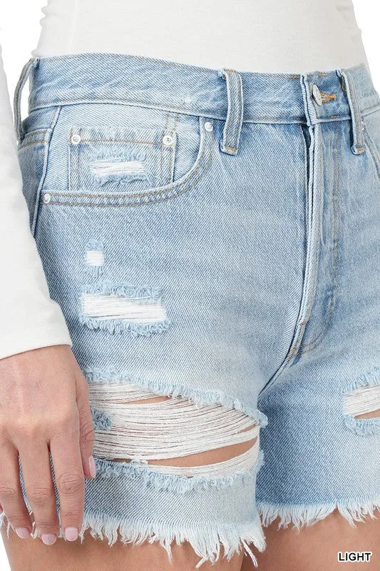 ZE239 - DISTRESSED DENIM SHORTS