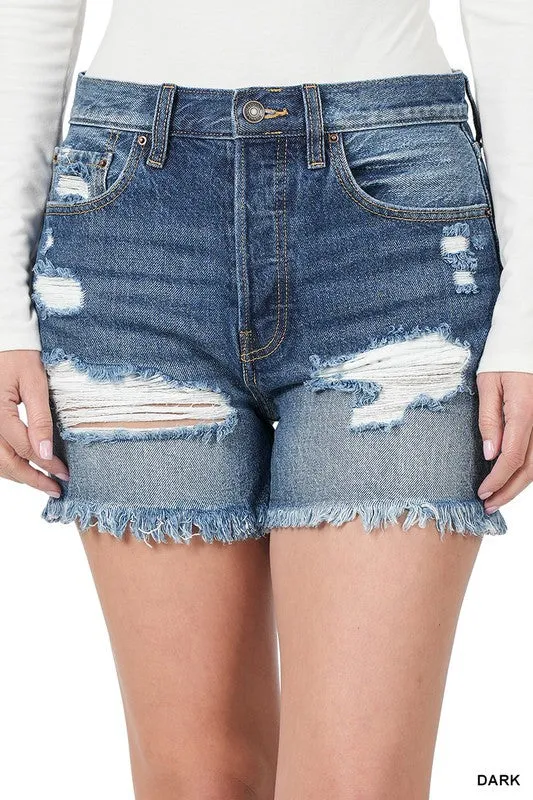 ZE239 - DISTRESSED DENIM SHORTS